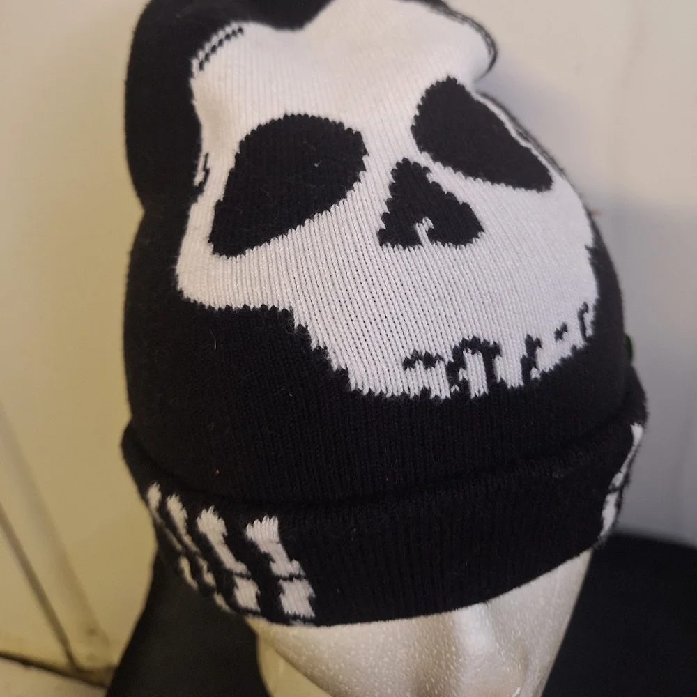 H&M Black and White Skull Sock Hat One Size